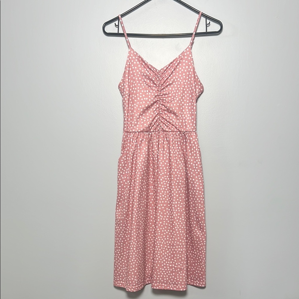 Yathon Womens Pink Polka Dot Sundress Size Small